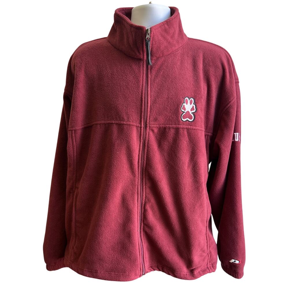 🧸 Pro Player XL Maroon Full-Zip Fleece Jacket Cozy 90s Retro Street Athleisure - Picture 1 of 4